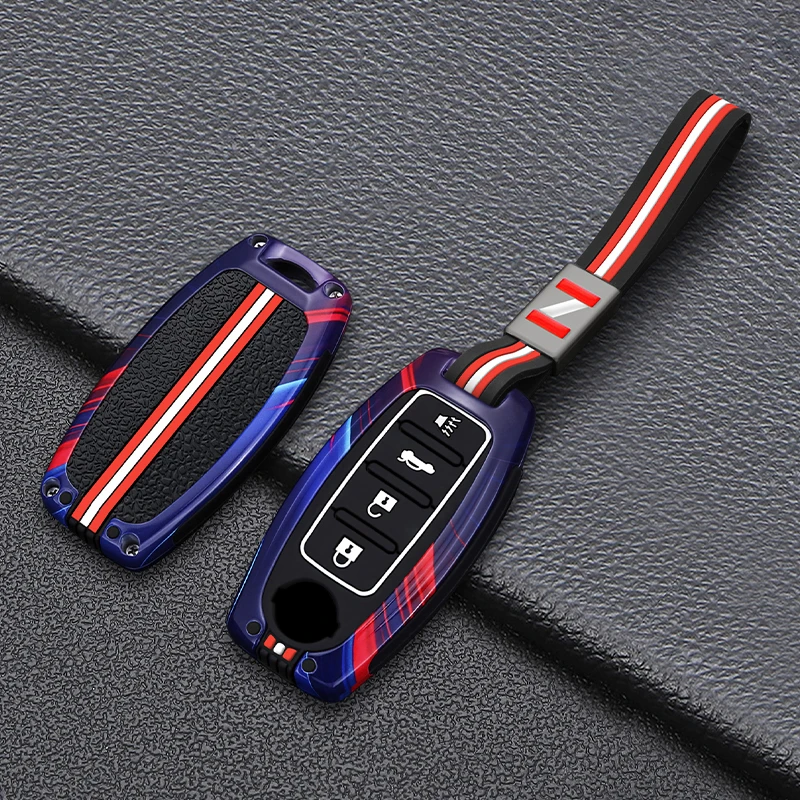 For Nissan All Models Smart Key Cover, Altima,Sentra,Rogue,Racing Stripe Protective Key Fob Case with Key Chain shell