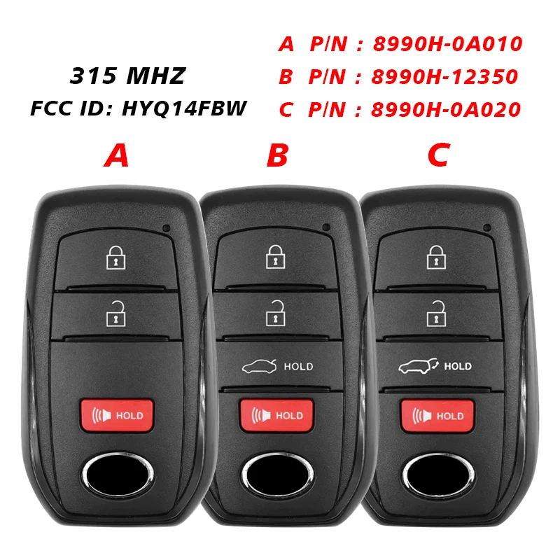 CN007315 OEM Board Remote For 2024 Toyota Corolla Cross Smart Key 315 MHz FCC ID: HYQ14FBW PN: 8990H-0A010/8990H-12350/8990H-0A0