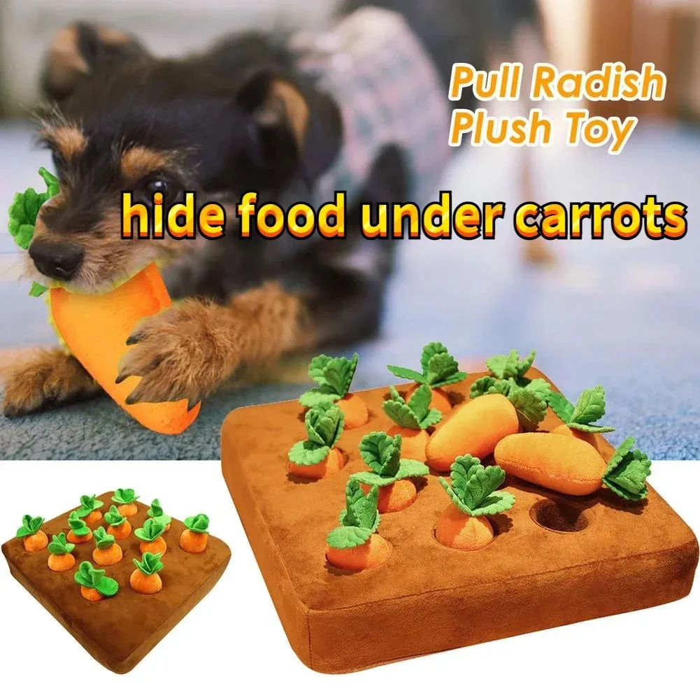 Dog Cat Toy Carrot Plush Pet Vegetable Chew Toy Sniff Pets Hide Food Toy To Improve Eating Habits Durable Chew Dog Accessorie