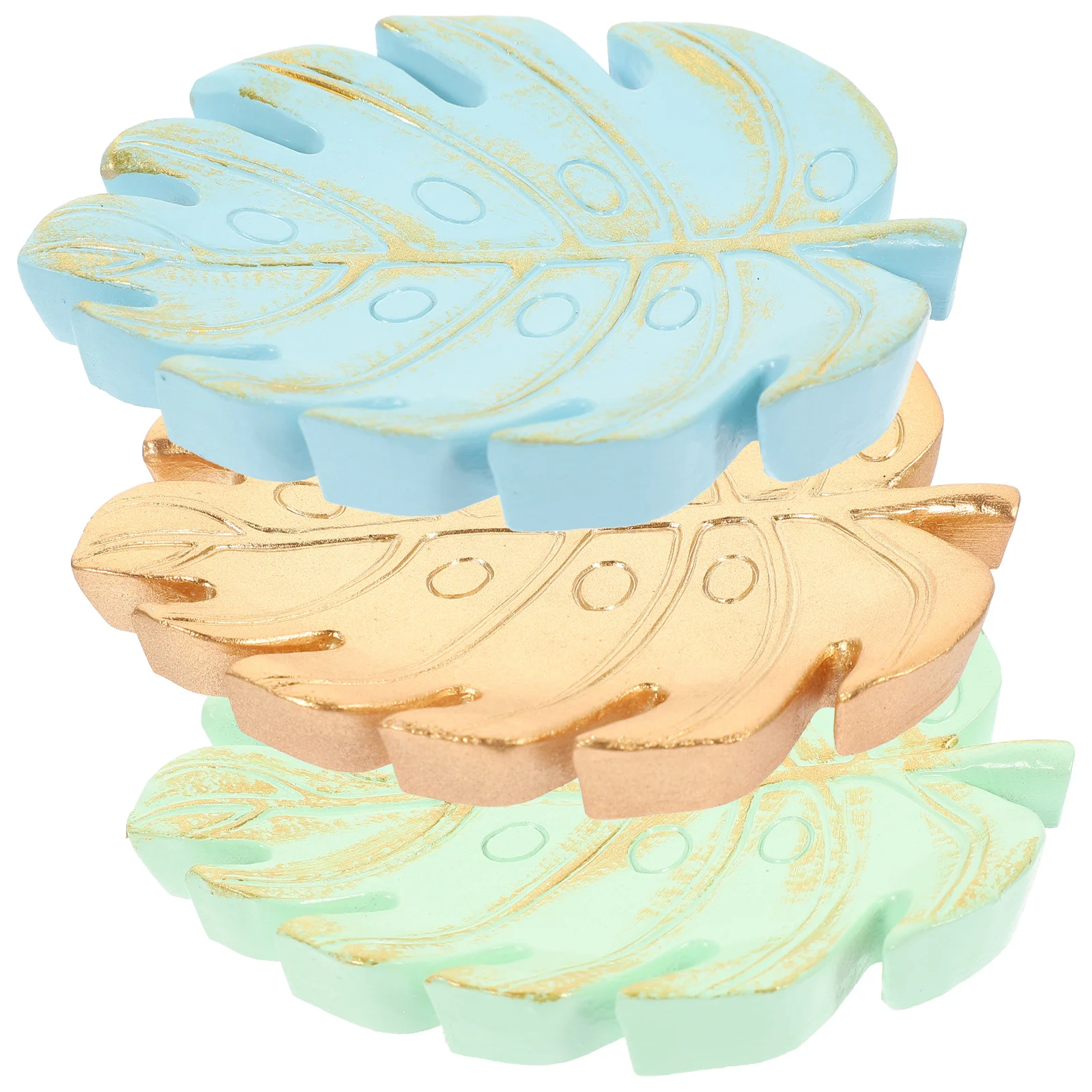 

3Pcs Jewelry Storage Leaf Trinket Dish Decorative Resin Tray Organizer Desktop Ring Holder Sundries Plate Leaf Trinket Dish
