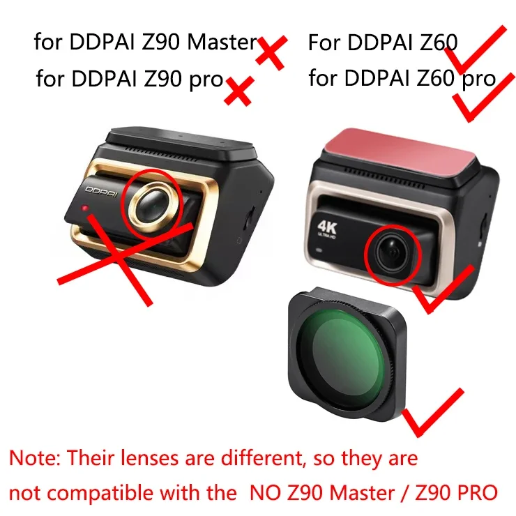 For DDPAI Z60T Dash Cam 3 Channel Front  CPL Filter HD Lens Dust Protection Anti Glare for ddpai Rear camera CPL Filter - view 4