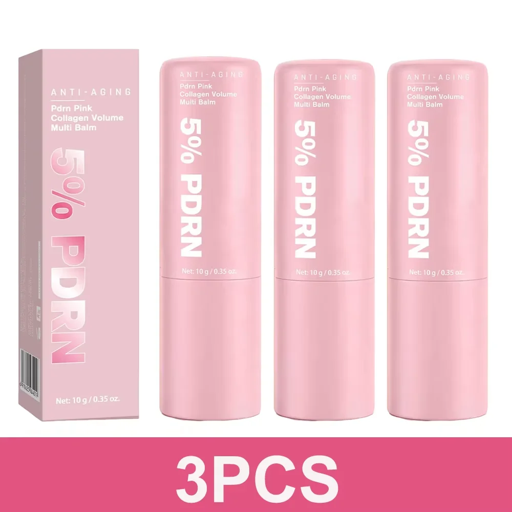 5% PDRN Pink Collagen Volume Multi Balm 10g, Firming Plumping Moisturizing Face Balm Stick for Bouncy Supple-Looking Skin, Porta