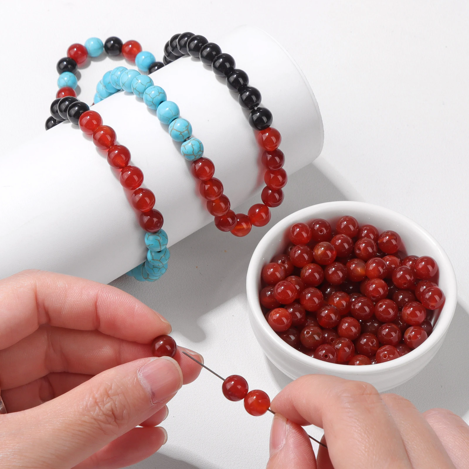 

8mm Natural Red Carnelian Agates Stone Beads Smooth Round Loose Beads for Jewelry Making DIY Bracelet Accessories