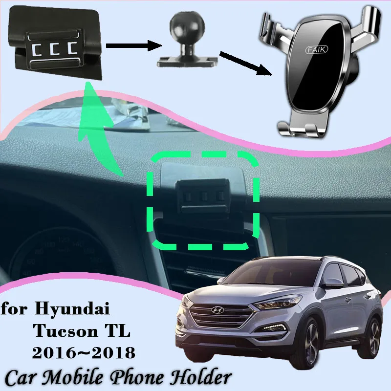 

Car Mobile Phone Holder For Hyundai Tucson TL 2016~2018 Air Vent Cell Stand 360° Rotating GPS Gravity Mount Support Accessories