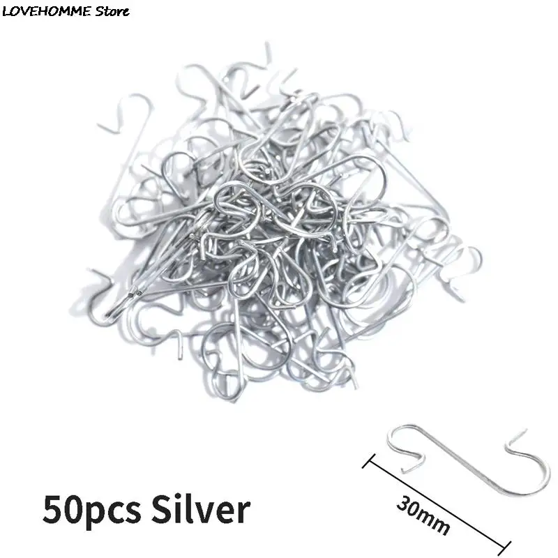 

50pcs Christmas Ornament Metal S-Shaped Hook Holders Christmas Tree Ball Pendant
