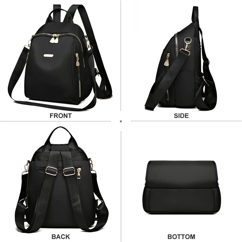 Women\'s Backpack Small Theft-Proof Bags Handbag Shoulder Bag Handbags City Elegant Women Canvas Safety Backpack Black Backpack