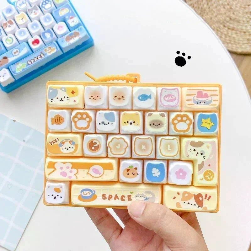 Grid Keyboard Keycap Clicker Keychain Backpack Pendant Funny Fidget Keyboard Anti Stress Keychains Bag Charms Gift 26