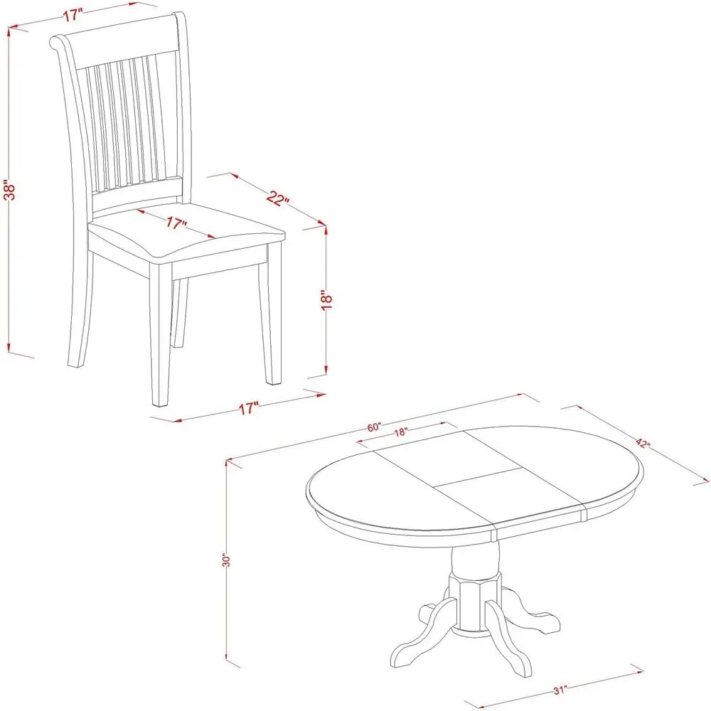 O conjunto de mesa de jantar de 7 peças PORT7-SBR-C inclui uma mesa de jantar oval com folhas de borboleta e 6 cadeiras estofadas em linho