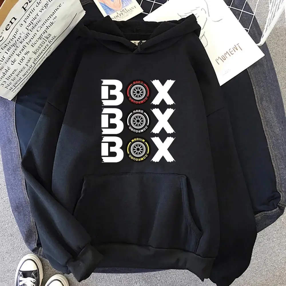 Box Hodies F1 Tyre Compound V2 Sweatshirts Women's Long Sleeve Top Oversized Hooded Funny Games Men Clothing Y2k Clothes