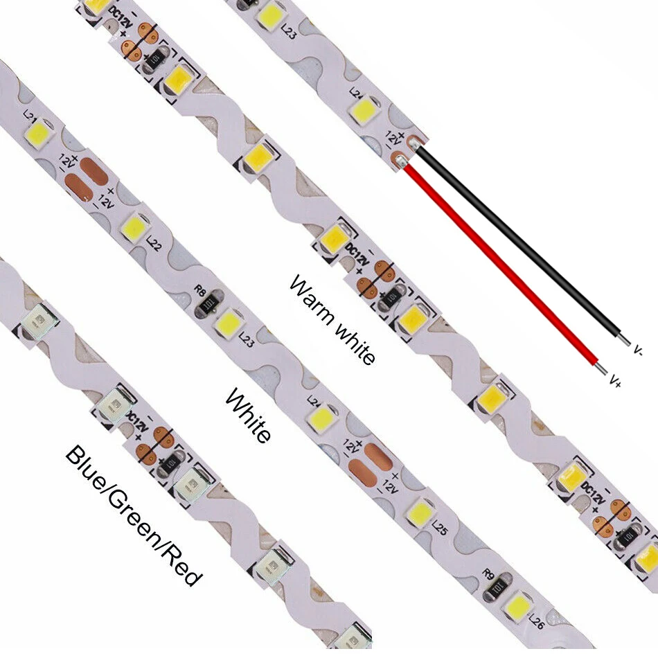 5m S-Shaped 2835 LED Strip Light DC5V 120Leds/m Ultra-Bright Flexible Ribbon Warm/Cool White Light Strip for Home Decoration