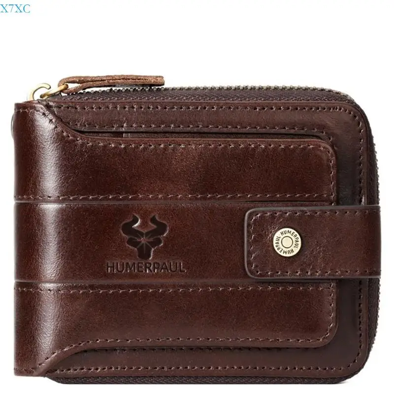 

X7XC Multifunctional Men's Wallet with Zipper Coin Compartment Practical and Convenient Purse