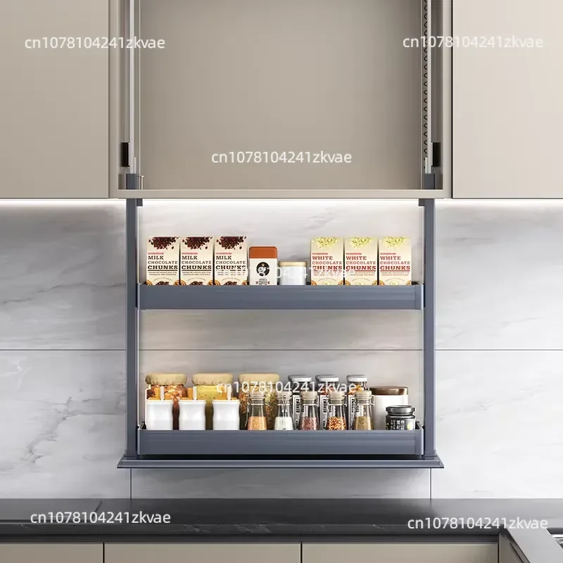 Home Living Room Kitchen Closet Accessories Smart Electric Lifting Cabinet Kitchenware Basket Storage