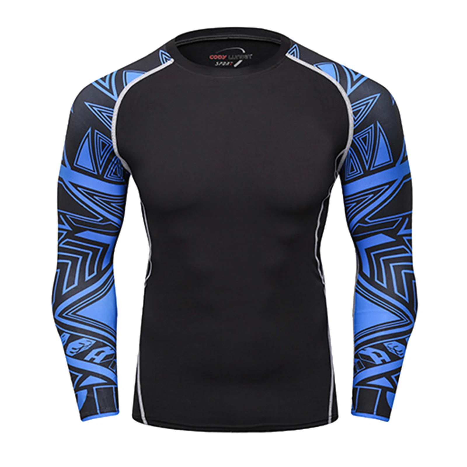 Men\'s Long Sleeve Compression Swim Shirt UPF 50+ UV Protection Surfing Rash Guard Shirts Quick Dry Swimwear Athletic T-Shirts