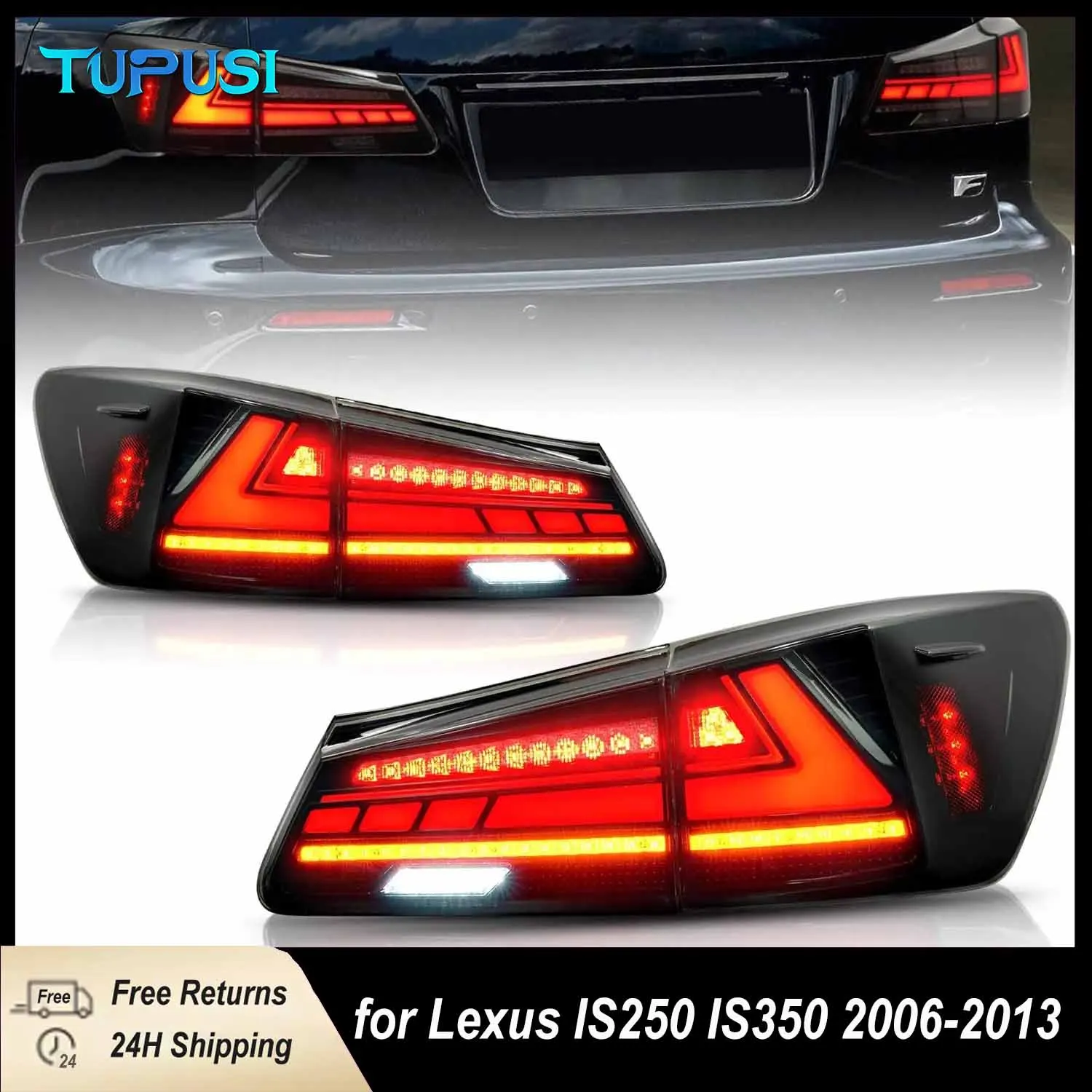 

A Pair LED Tail Lights Assembly for Lexus IS250 IS350 ISF 2006-2013 Smoked Lens Turn signal reverse Sedan Taill Lamp