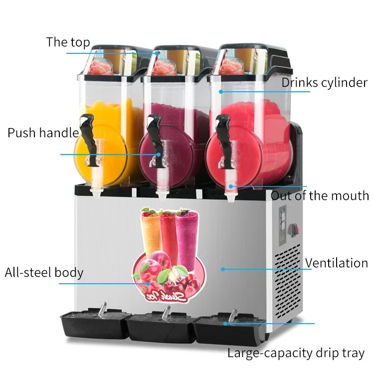 3 bowl head three tank flavour space frozen drink slash daiquiri margarita slushee slushie slush machine 3 tank new commercial