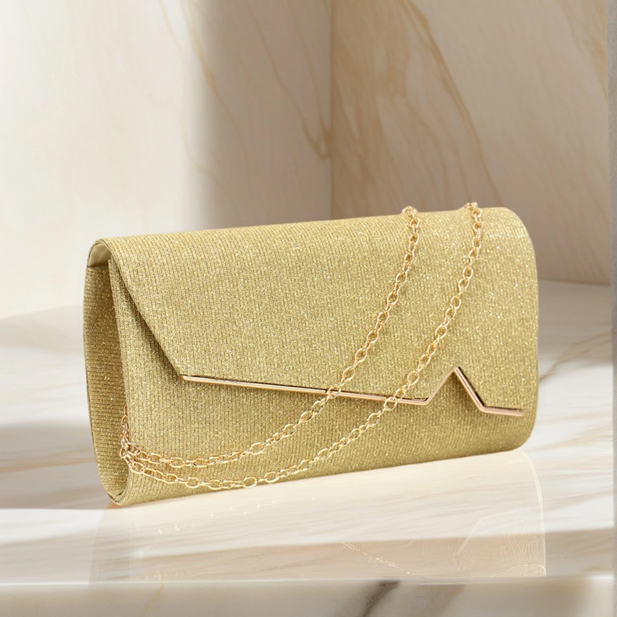 New Design Purple Color Sequins Women Evening Bags Metal Golden Shoulder Chain Messenger Handbags With Glitter Party Wedding Din