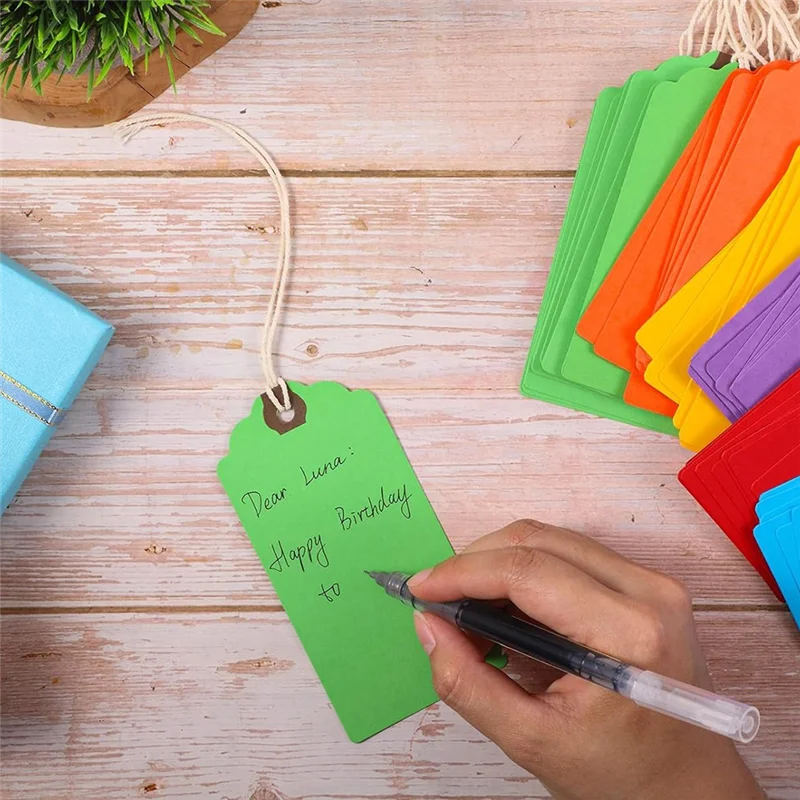 CS-240Pcs 4 3/4 X 2 3/8In Manila Labels Shipping Labels Cardboard Labels With String Hanging Labels With Reinforced Holes