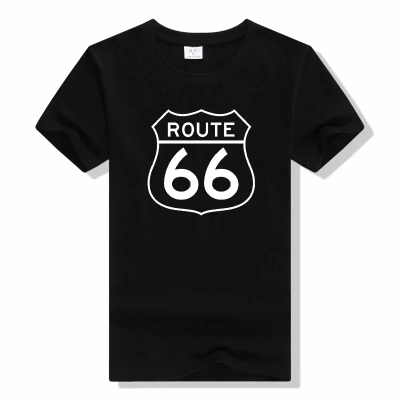 Route 66 Motorcycle Sign t shirt Summer T Shirts Vintage Short Sleeve America Route 66 Letter Printed Fashion O Neck T Shirts