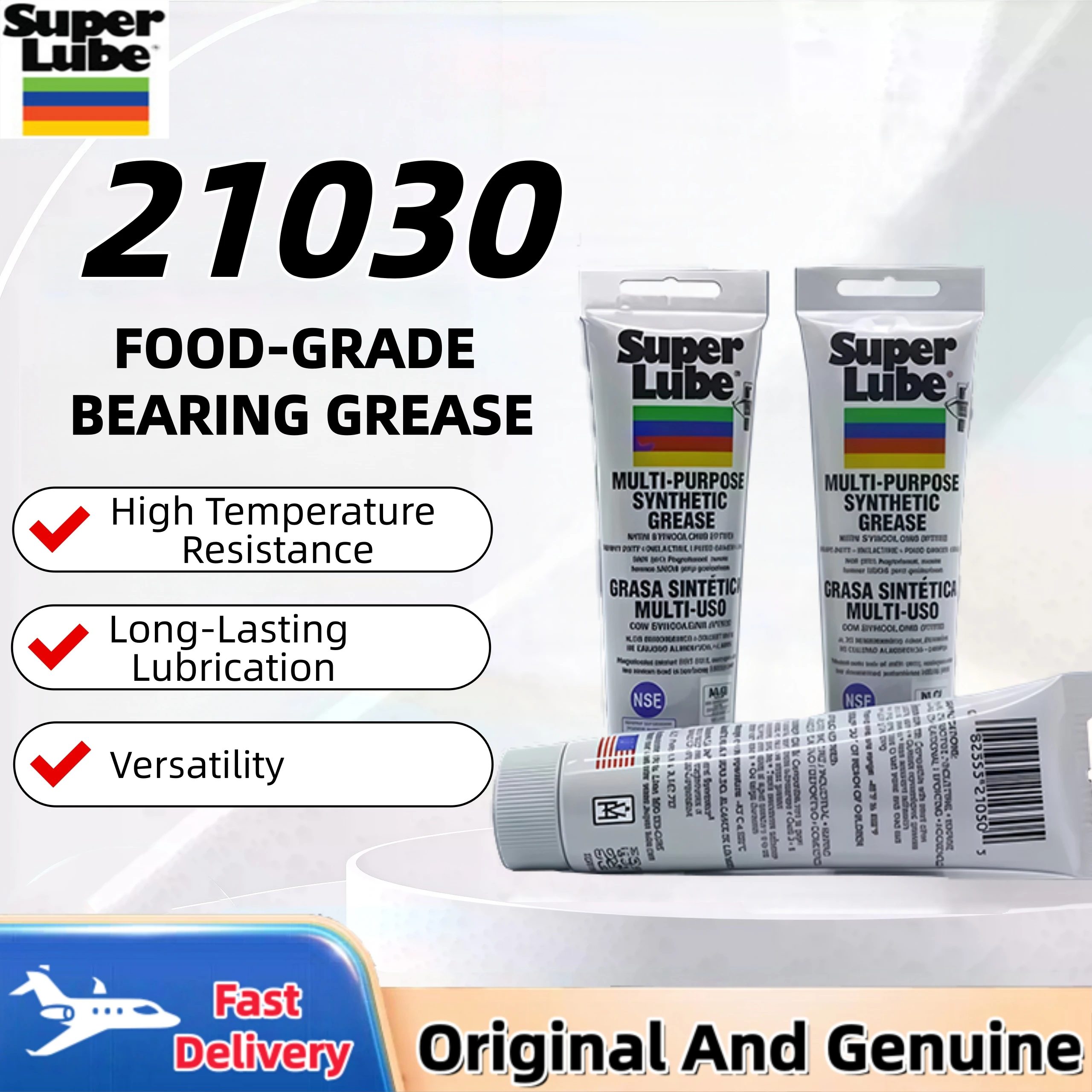 Super Lube 21030 Multi-Purpose Synthetic Grease PTFE Lubricant 3 Oz Tube NSF Food Grade for Track Hinge Chain