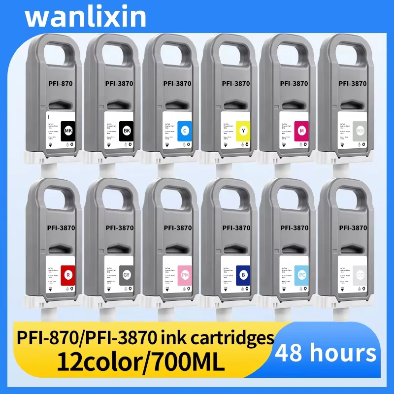 700ML PFI-870 PFI-3870 Ink Cartridge With Pigment Ink Compatible For CANON imagePROGRFA pro526 pro546 pro566 Printer ink 12color