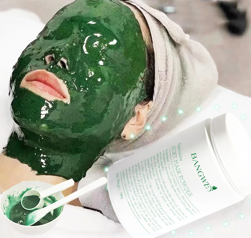 

Моделирующая маска со спирулиной для укрепления лица, успокаивающая отшелушивающая резиновая маска, корейский уход за кожей, домашний спа, 300 г, порошок с инструментом для смешивания