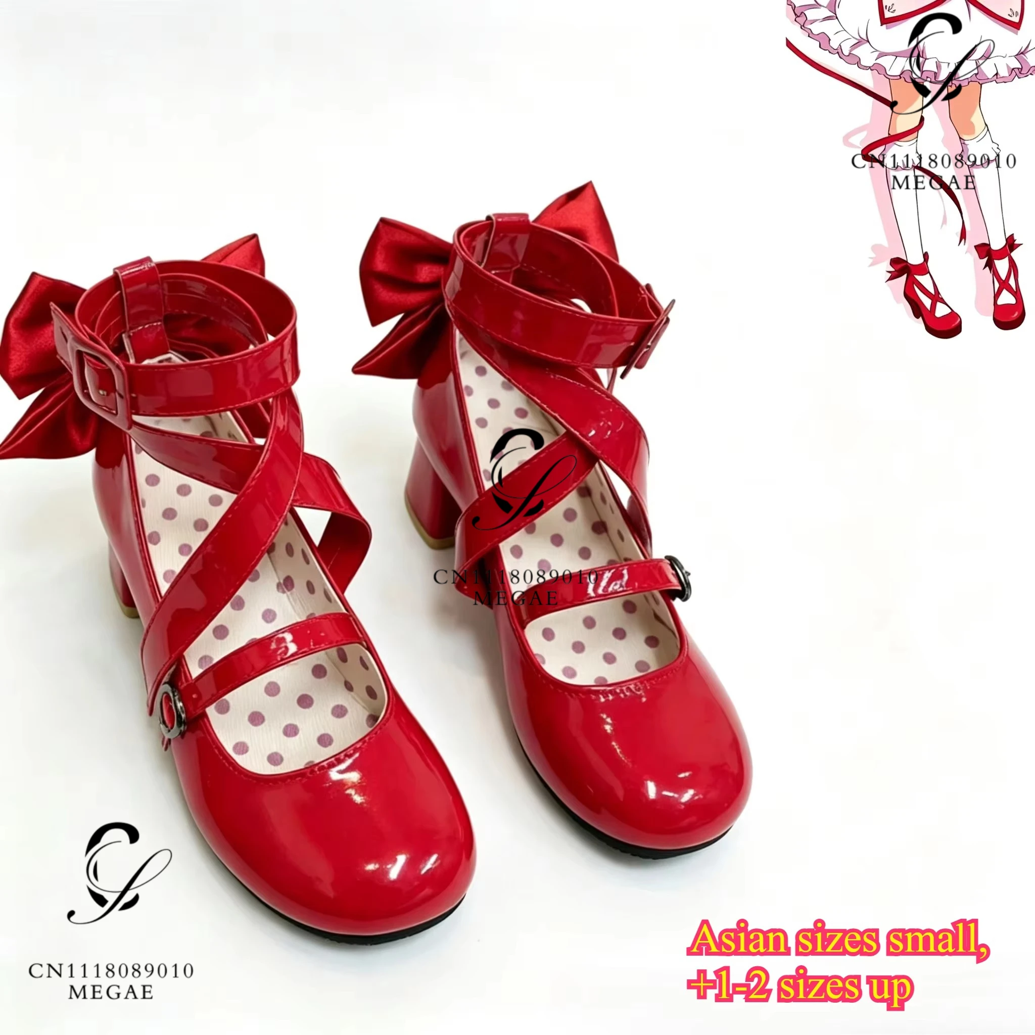Anime Kaname Madoka Cosplay Shoes Girls Lolita Red Bow High Heels Leather Boots Halloween Costume Comfy Shoes Prop 2026 New