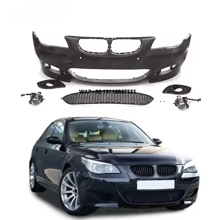 

E60 M5 Car Body Kit Car Bumpers for 5 Series 2003-2010 Front Bumper for PP Material Body Kit Bumper Fog Lamp Grille Parts