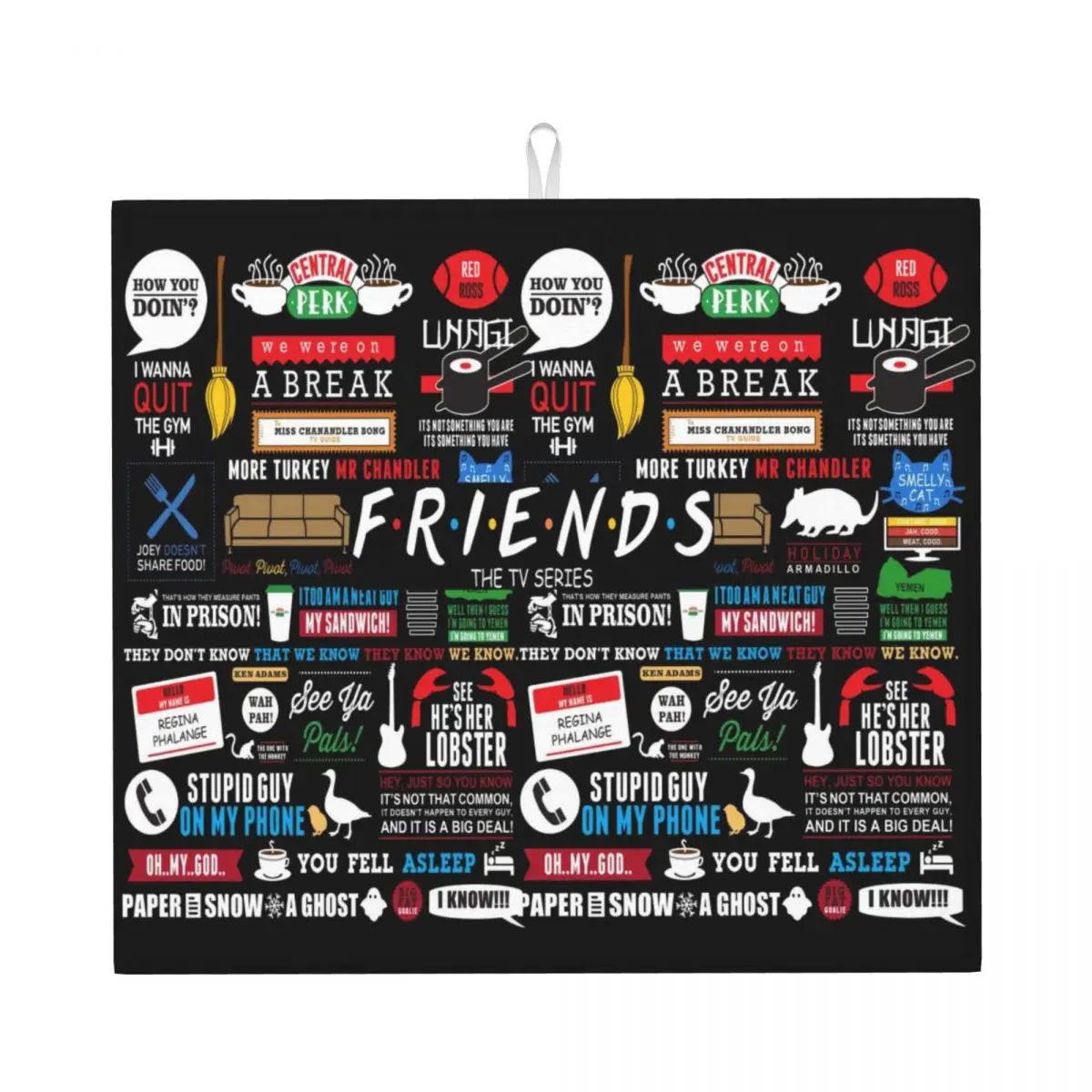 Funny TV Show Friends Collage Dish Drying Mat for Kitchen Super Absorbent Fast Dry Microfiber Dishes Drainer Pads