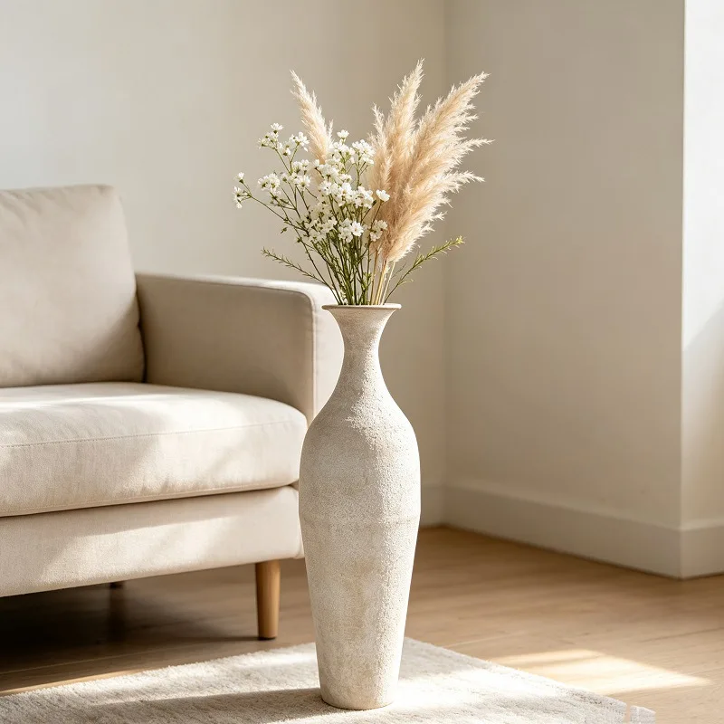 Factory Direct Compatible with idyllic large flower pot texture color metal large vase living room decoration ornament