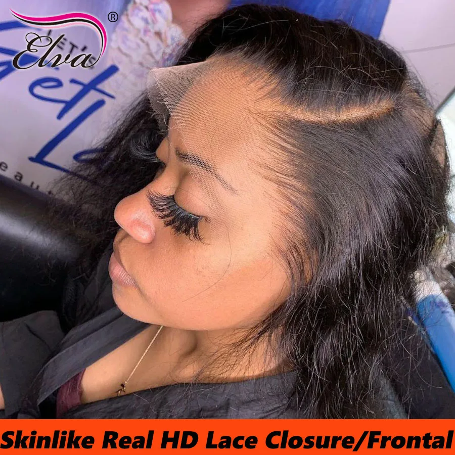 Elva Hair Ultra Thin Swiss HD Film Lace Melt Skins Human Raw Hair Frontal Closures Straight &Body Wave Invisible HD Lace Frontal