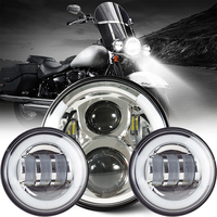 7 Inch moto LED Headlight 4.5 Inch Fog Lamps and Mounting Ring Kit For Harley Motorcycle Fat Boy Touring Electra Glide Softail