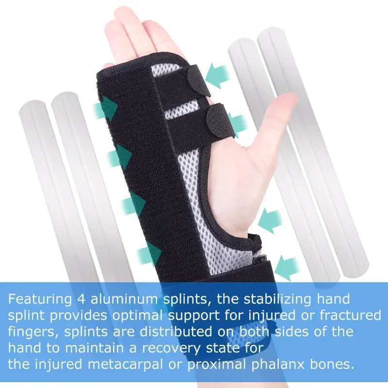 Pinky Finger Splint Boxer Fractures Trigger Finger Splint Adjustable Three or Four Finger Brace Immobilizer Straightener