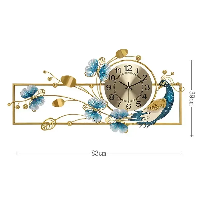 Peacock Wall Clock Modern Design Luxury  Clocks Large Living Room Decoration Digital Silent Watch Metal Home Decor