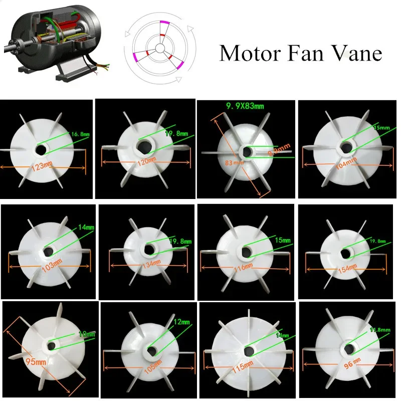 Dc Single-phase Motor Cooling Parts Plastic Fan Blade Air Pump Replacement Parts JW50 JW56 JW63 JW71 AO90-4P