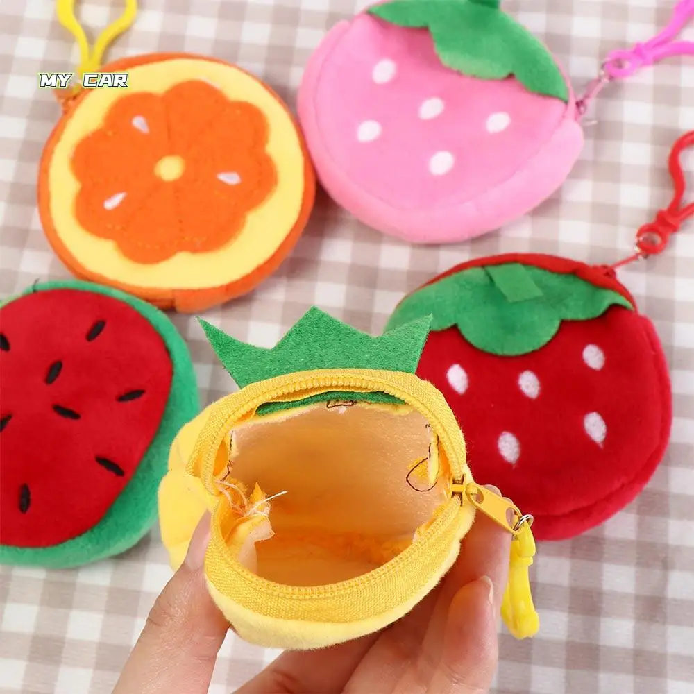 

Plush 3.15in Fruit Coin Bag With Hook Strawberry Plush Wallet Pouch Watermelon Small 8CM Coin Pouch Adult