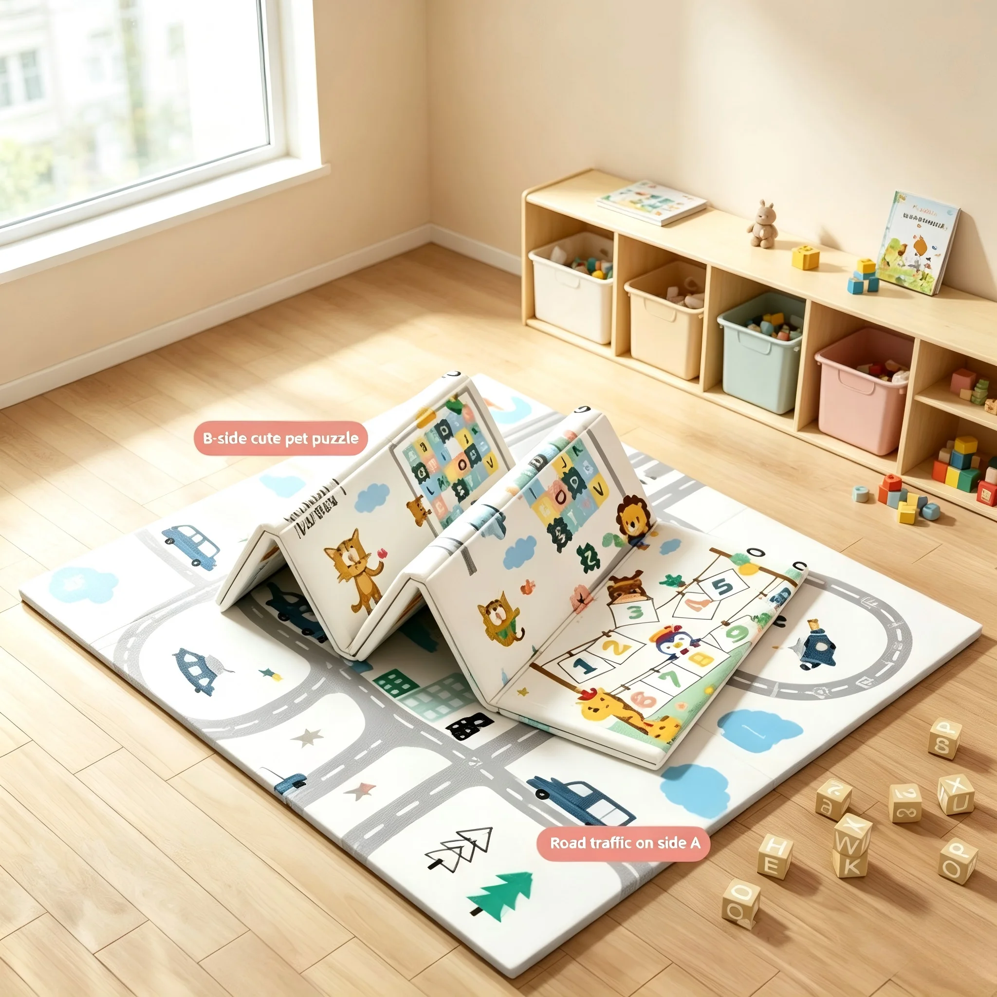Foldable XPE baby crawling mat with enlarged double-sided design cartoon pattern children's floor mat size 180 * 150 * 0.8CM
