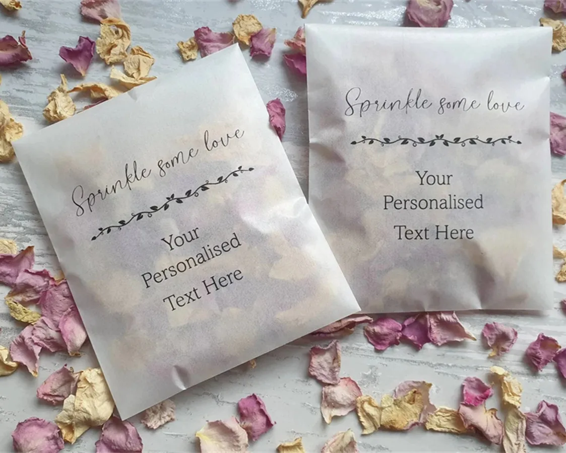 

25PCS Biodegradable Confetti. Personalised Printed Pre filled packets. Wedding confetti. Petal confetti. Confetti Packets. Confe