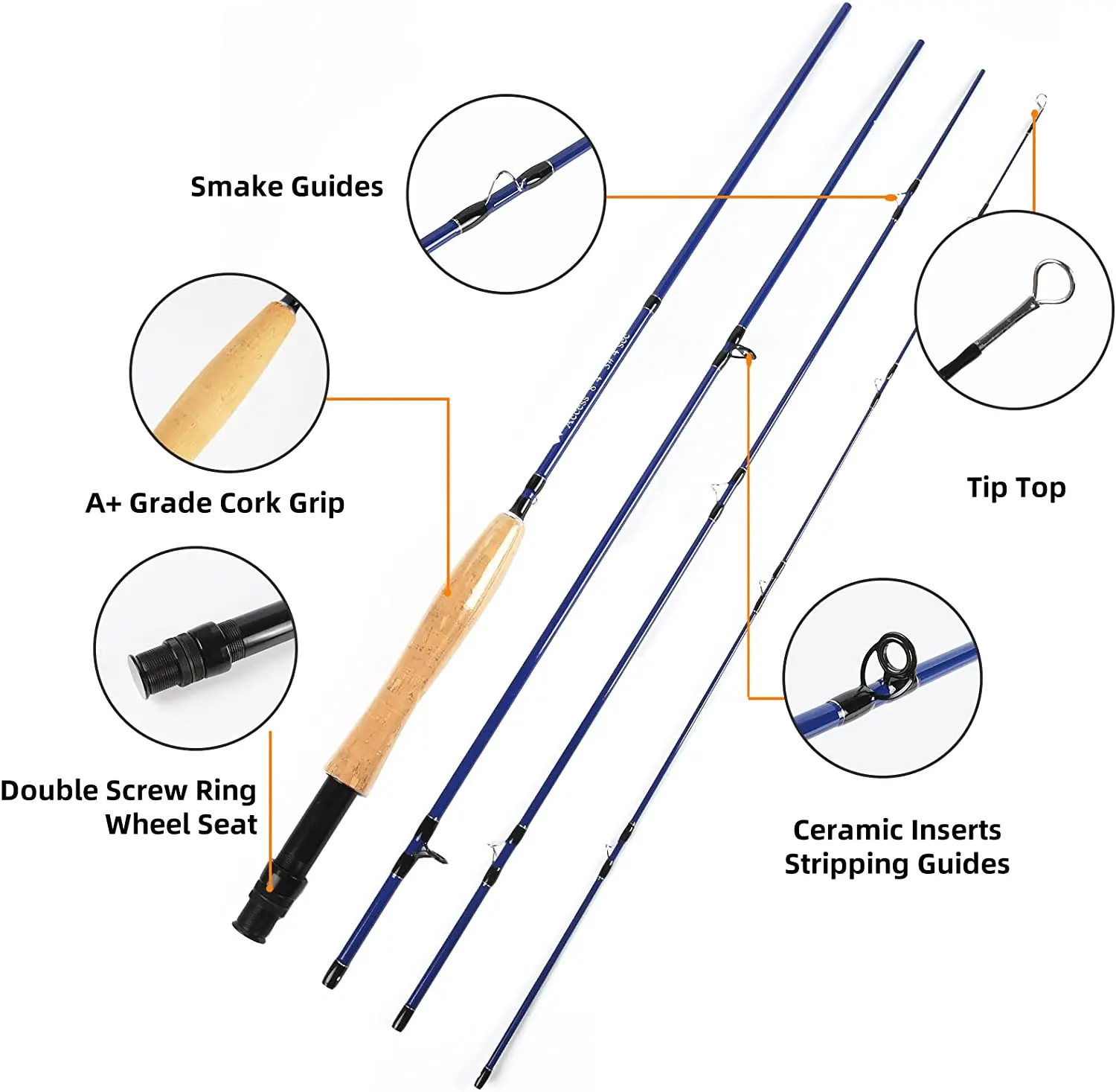 ANGLER DREAM Fly Fishing Access Rod And EX-ALC Gunsmoke Reel Combo 3/5/8 WT Fly Fishing Combo for Starter 4 Pieces Fly Rod Kit