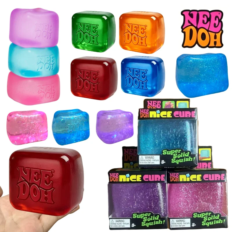 Needoh Nice Cube Sensory Stress Reliever Fidget Tool for Anxiety & Focus Desk Sensory Cube for Adults & Kids