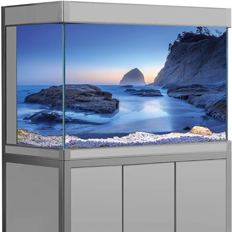 

Aquarium Background Sticker PVC Fish Tank Backdrop PosterSerene Lake Night Sky 3D Landscape Self-Adhesive