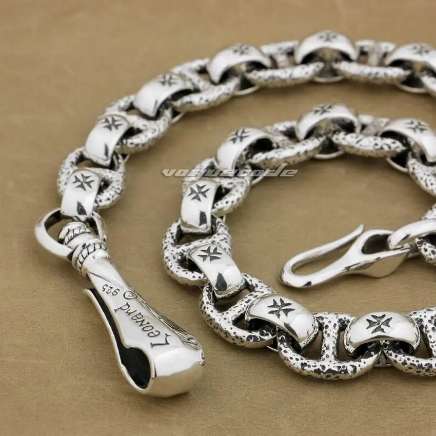 Huge Heavy 925 Sterling Silver Fashion Wallet Chain Biker KeyChain Punk DIY Accessory 8W006WC