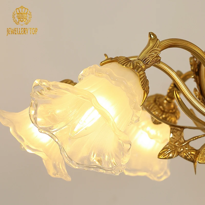 JewelryTop Lâmpadas suspensas estilo rococó medieval de vidro LED com lustre de abajur de flor