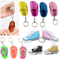 Cute Mini Croc Shoe Keychain Colorful Sneaker Canvas Slipper Flip Flops Shoe Keyring Fashion Bag Car Key Charm
