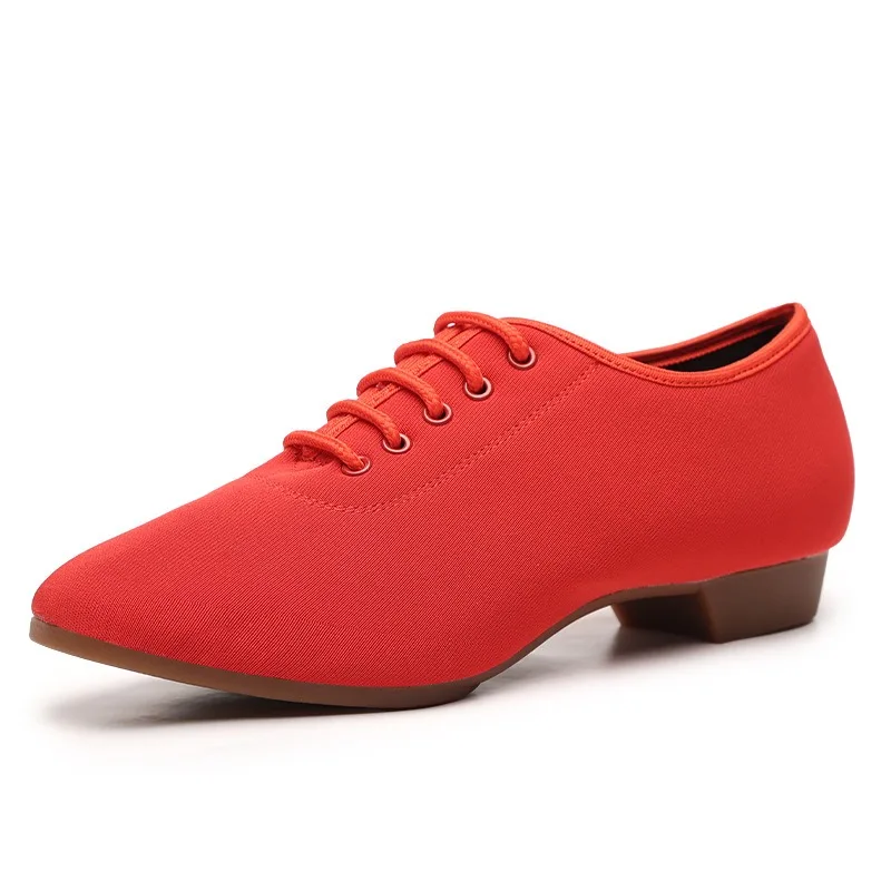 Zapatos de Baile para Mujer, de Lona con Cordones, para Baile de Salón, Latino, Práctica, Tacón Bajo, Salsa, Jazz, Rojo, Negro, Zapatillas de Baile