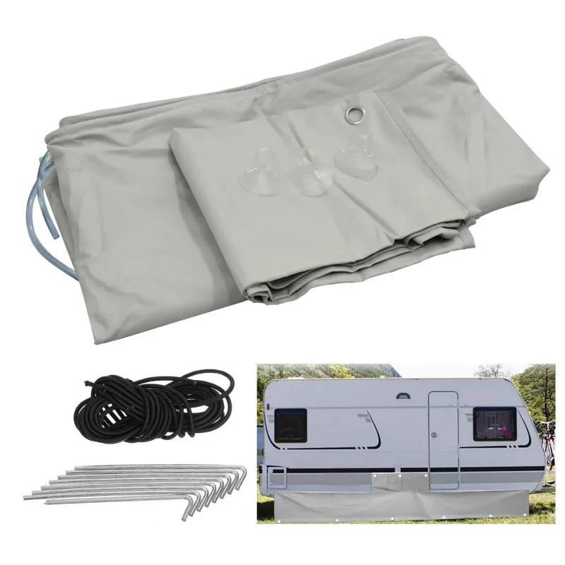 Caravan Awning Draught Skirt Kits 7m Length X 50cm Deep With Wheel Arch Covers & Suckers Campervan Side Skirting Accessories