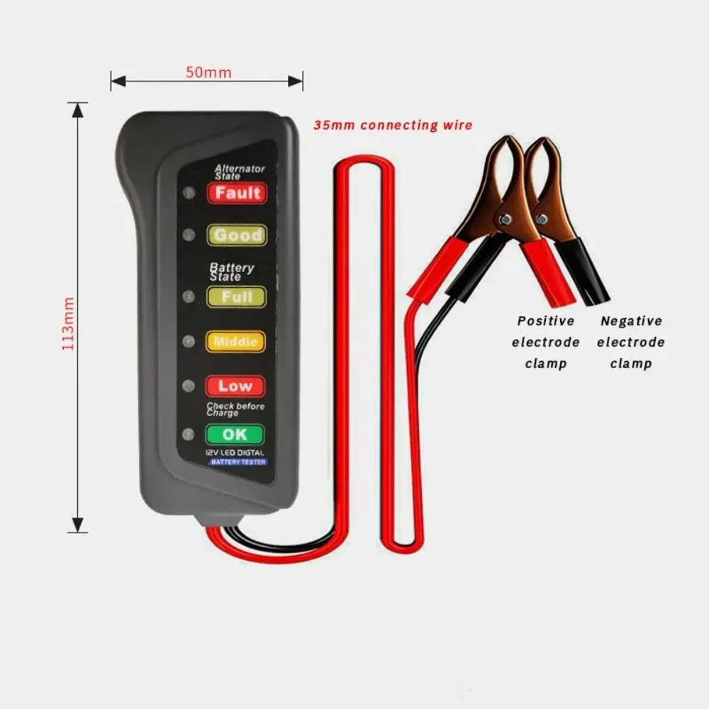 เครื่องทดสอบแบตเตอรี่รถยนต์12V อุปกรณ์ทดสอบแบตเตอรี่รถยนต์แบบดิจิตอลเครื่องตรวจสอบแบตเตอรี่แบบพกพาขนาดเล็กสำหรับรถจักรยานยนต์รถยนต์รถบรรทุก