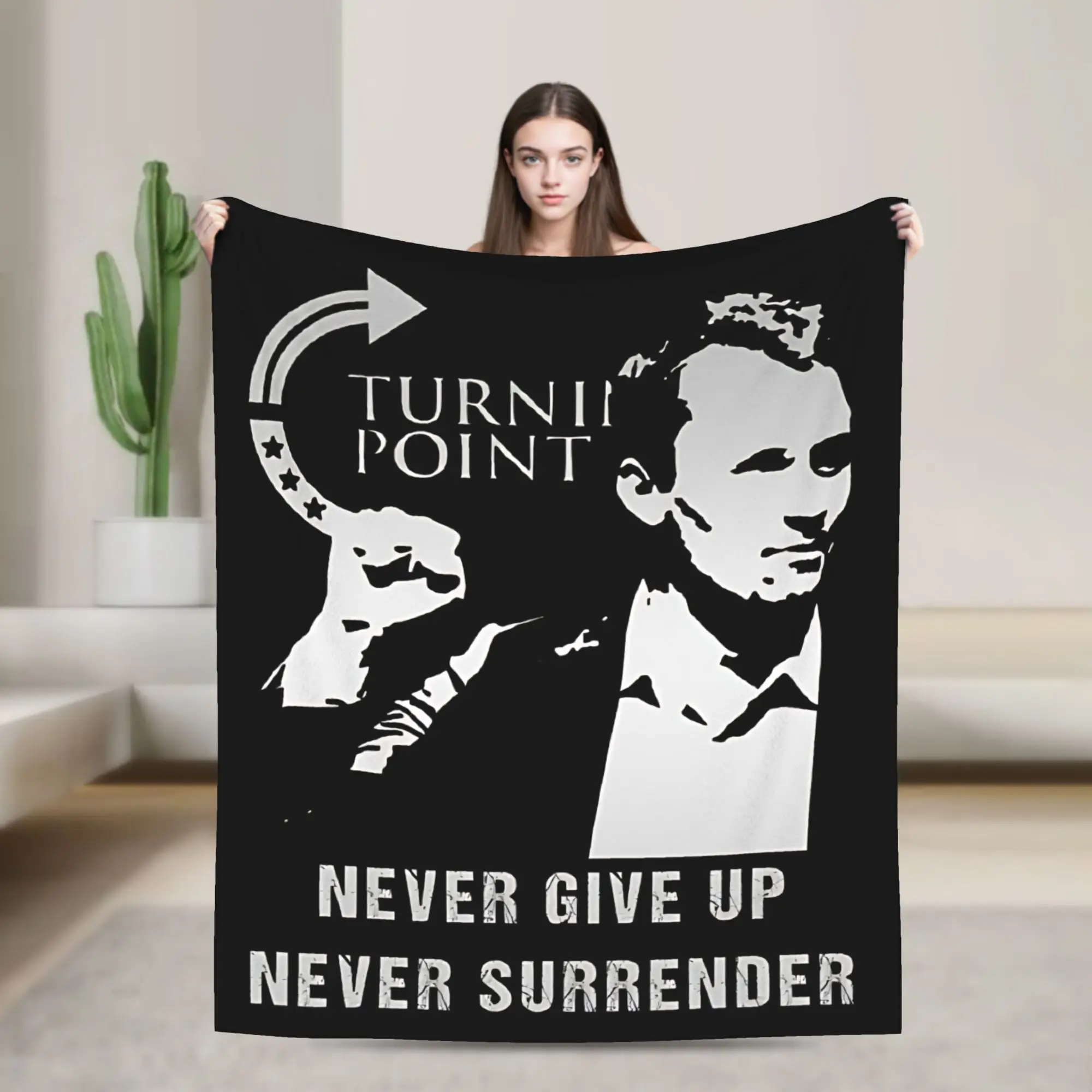 Charlie Kirk RIP Turning Point Never Give Up Never Surrender  Blankets  Wool Funny Warm Throw Blankets for Bedspread  Winter,