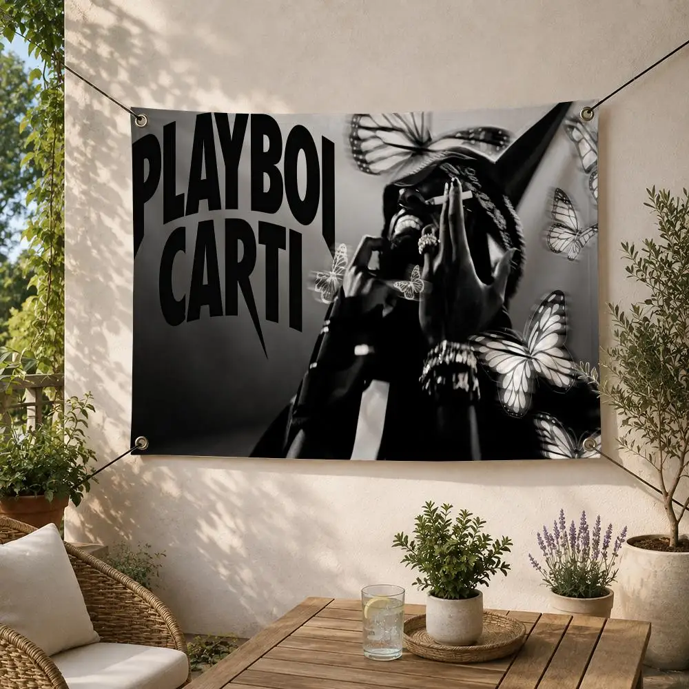 Rapper HipHop P-Playboi Carti Flags Decorative Flag Banner for Outdoor Garden Yard Camping Party Home Wall Hanging Decor