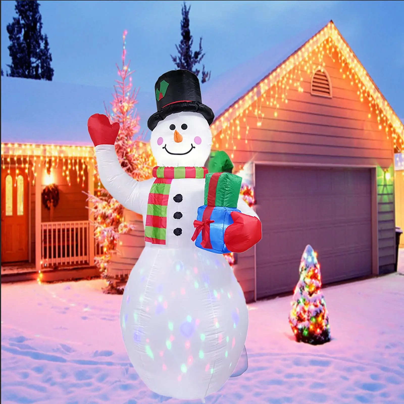 7.8ft Christmas Inflatable Decorations Snowman Night Light Figure for lawn Supply Christmas Outdoor Holiday
