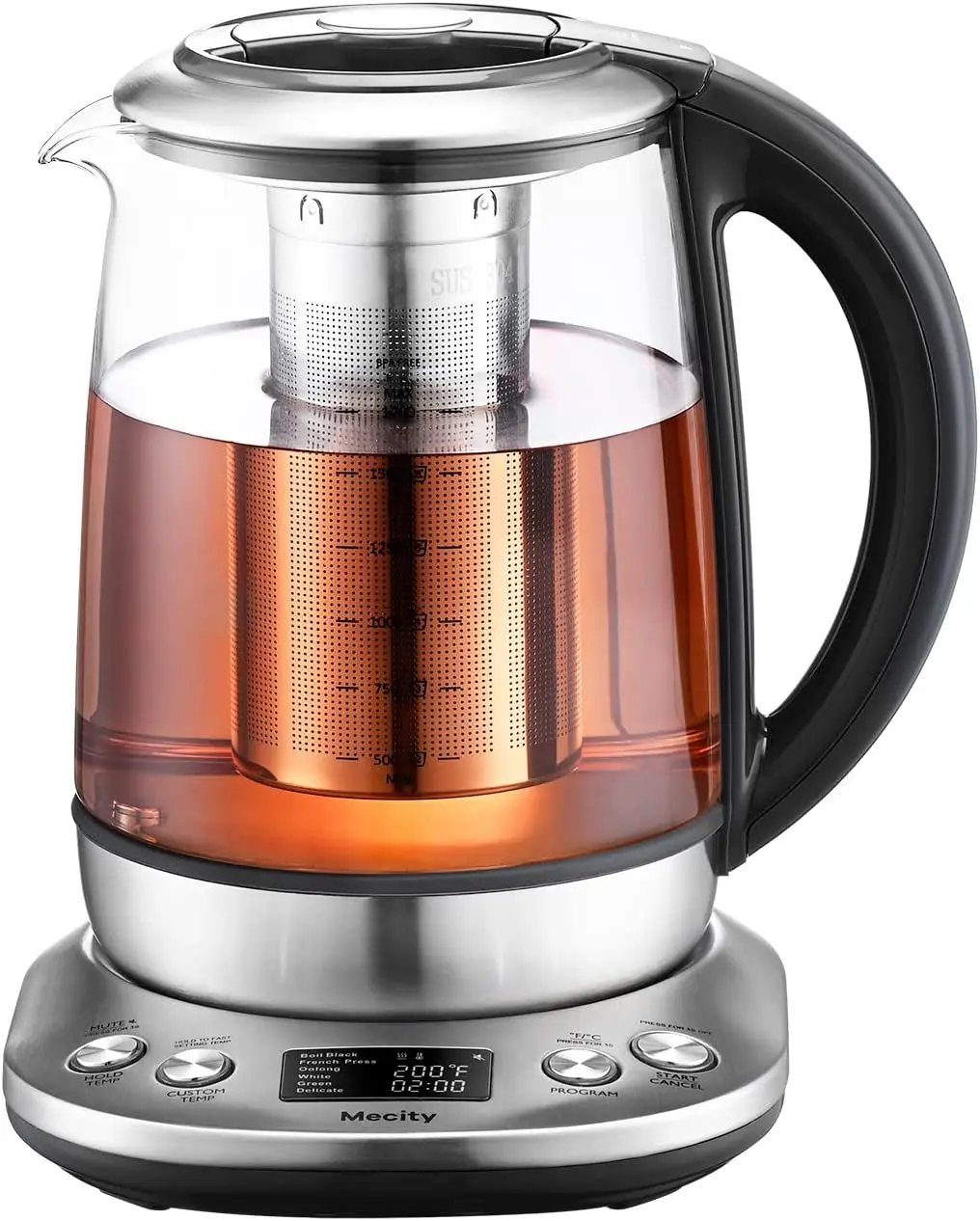 

Electric Glass Tea Kettle with Temperature Control, Infuser, LCD Display & Preset Programs - 1.7L Water Boiler